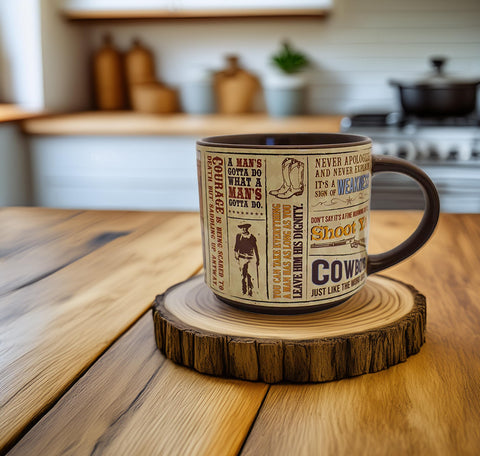 Taza cerámica de Midsouth con diseño rústico, perfecta para uso diario y coleccionismo.