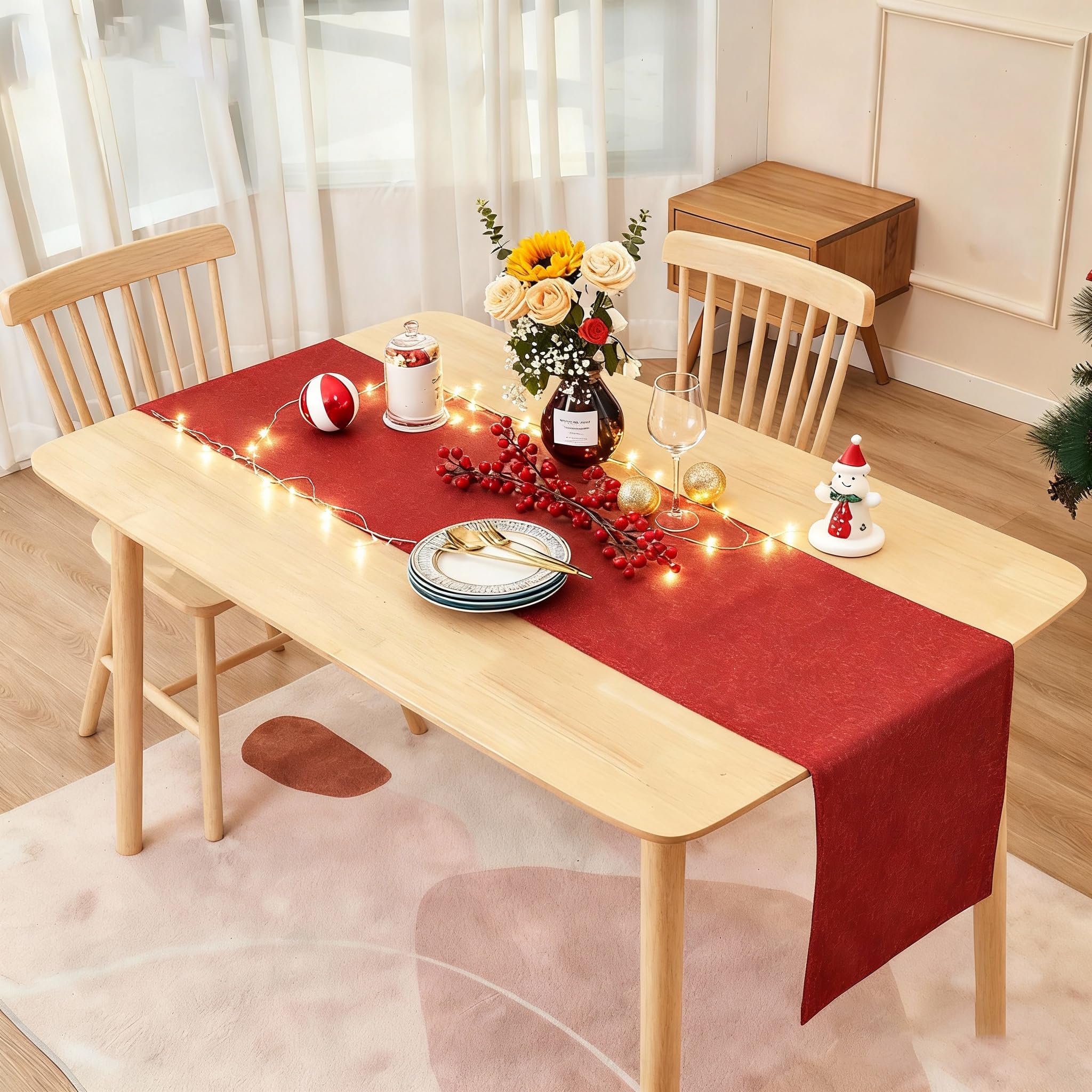 Midsummer Breeze Corredor de mesa para Navidad, añade elegancia festiva a la mesa.