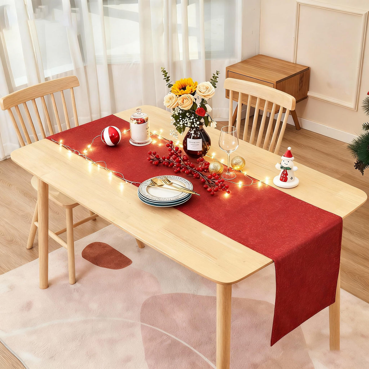 Midsummer Breeze Corredor de mesa para Navidad, añade elegancia festiva a la mesa.