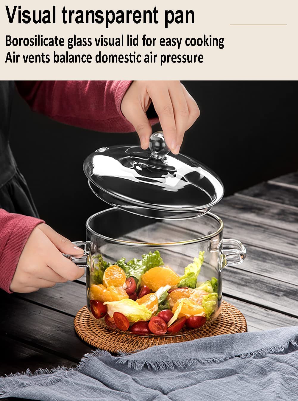 Olla de vidrio Miecux para sopas y purés, diseño práctico.