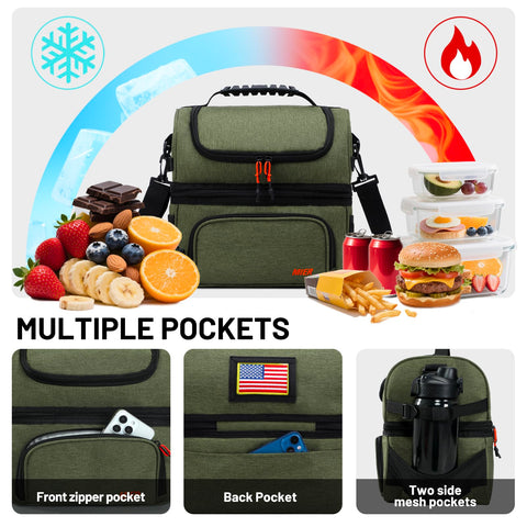 MIER bolso-almuerzo compartimento-seco interno facilita acceso a snacks y frutas