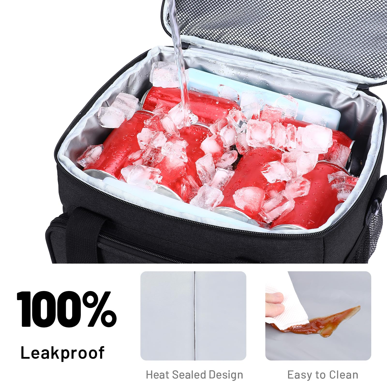 Interior PEVA sin BPA de la MIER lunchbox, fácil de limpiar.