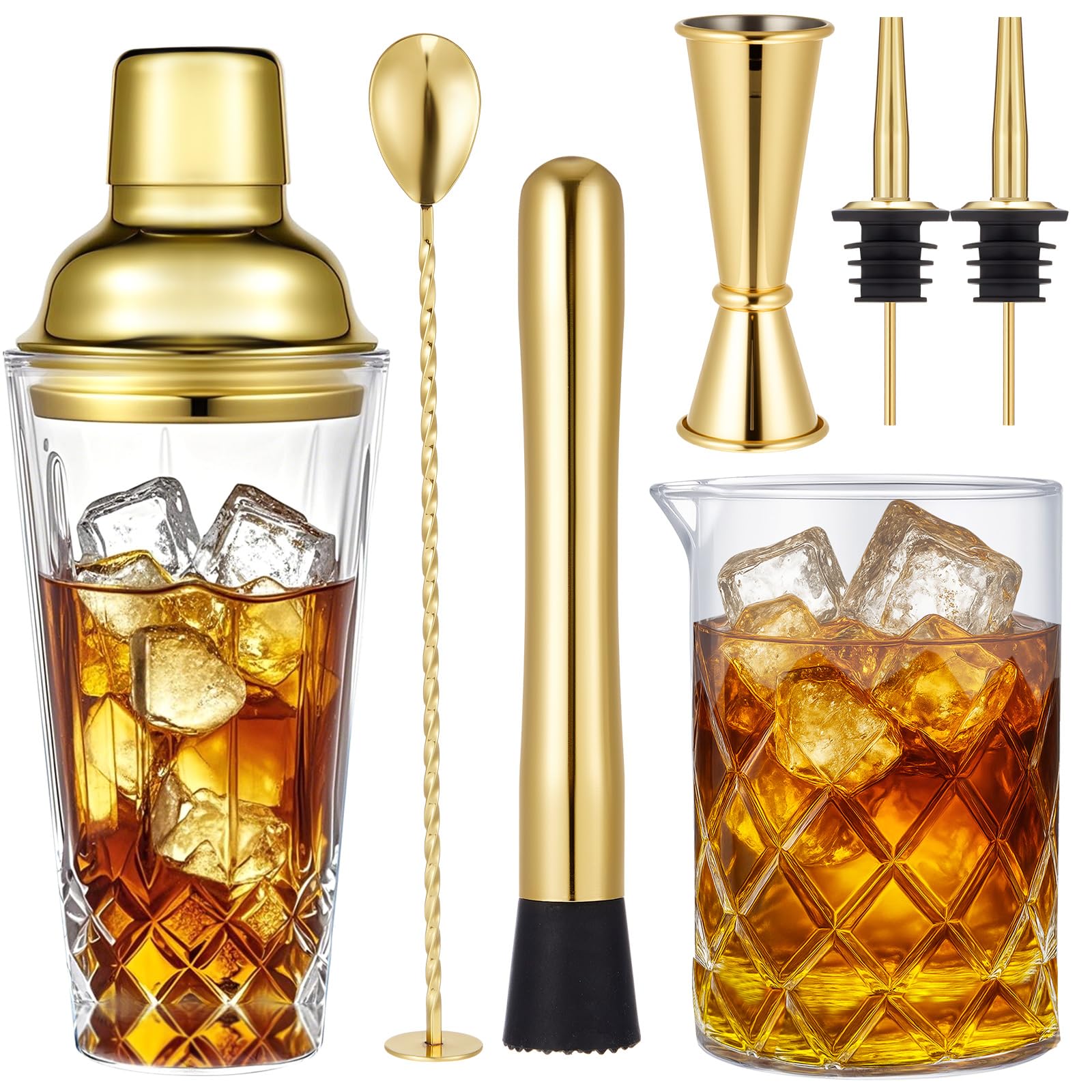 Mifoci coctelera de vidrio 14oz dorada para batidos suaves y resultados profesionales
