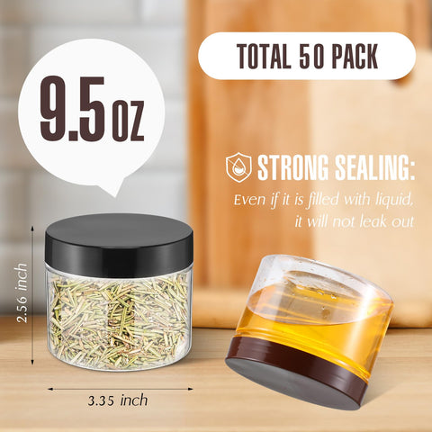 Mifoci contenedor plástico de 9.5 oz boca ancha marrón, perfecto para especias