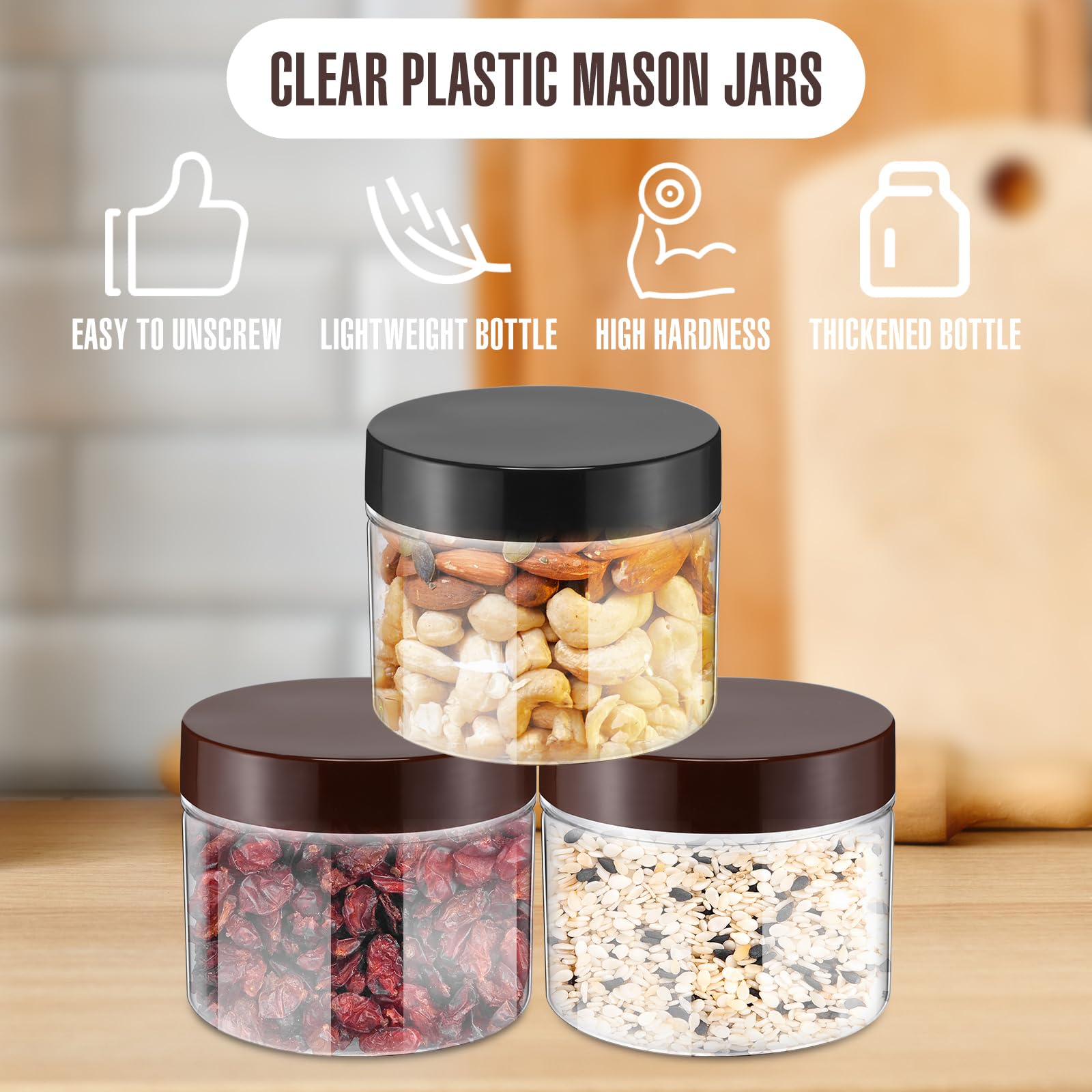 Mifoci frasco plástico de 9.5 oz para cosméticos, sellado seguro