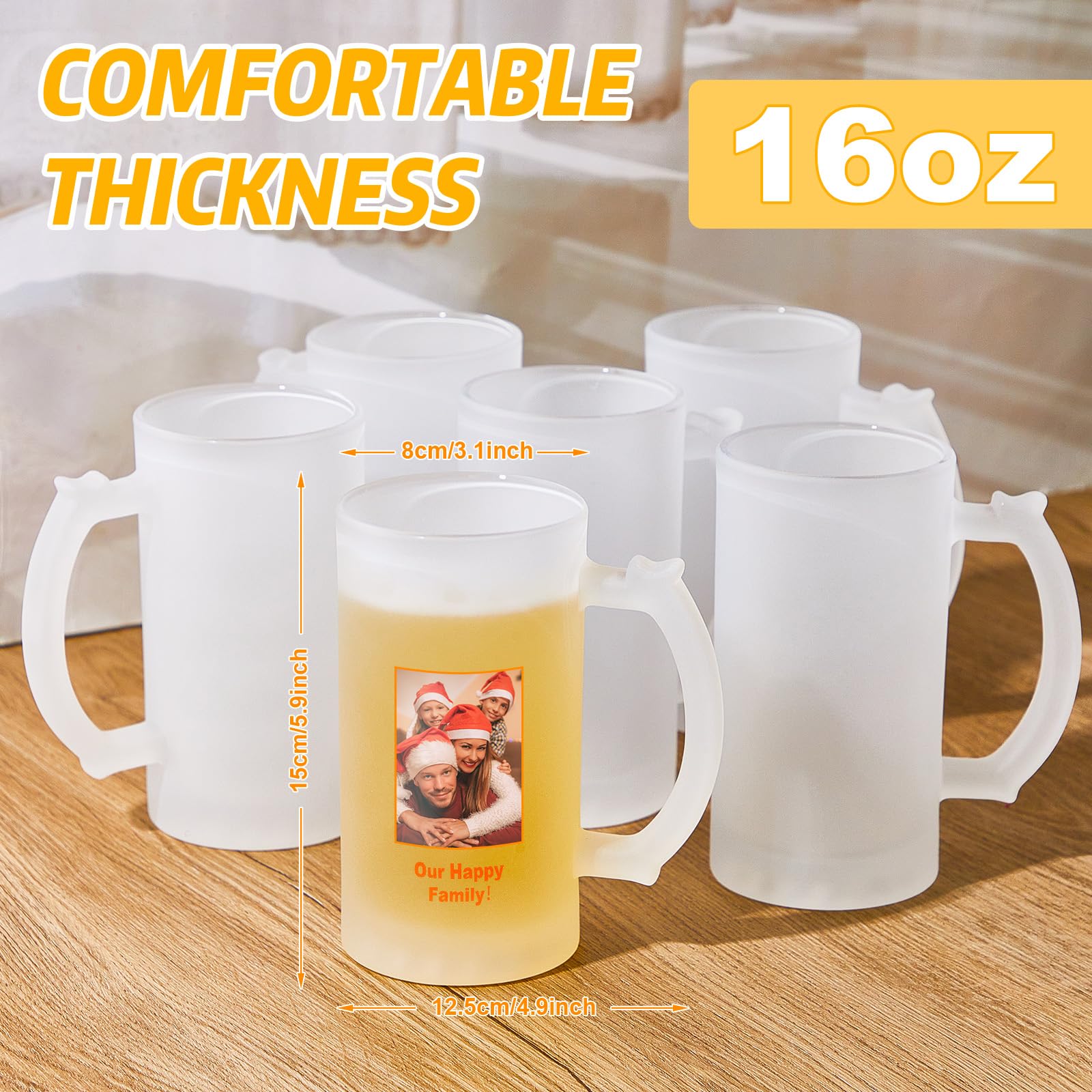 Jarra de cerveza Mifoci con sublimación, acabado mate para personalizar.