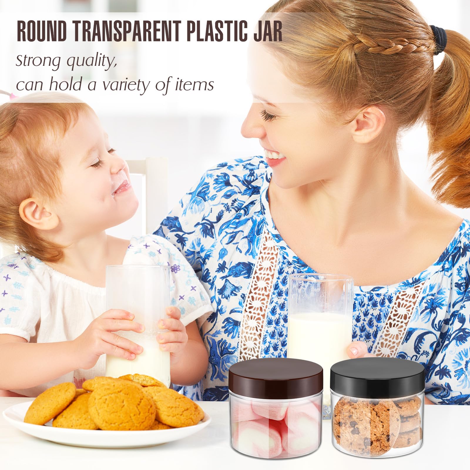 Mifoci frasco plástico transparente de 9.5 oz con tapa sellada para frescura