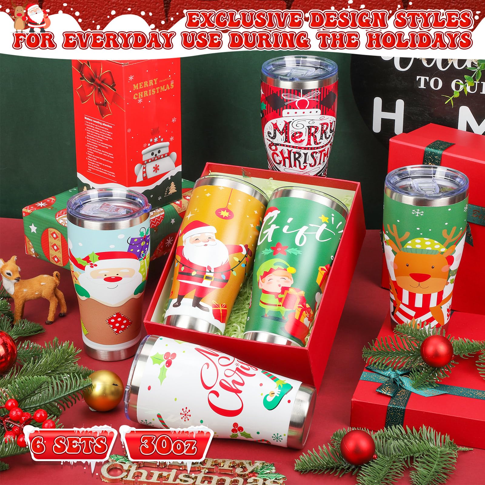 Vaso térmico Mifoci con diseños 3D navideños para alegrar cualquier mesa.