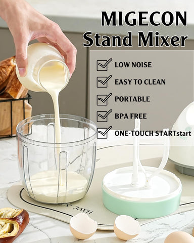Contenedor MIGECON de 900 ml para mezclar grandes lotes sin salpicaduras.