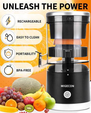 MIGECON exprimidor cítricos con cepillo incluido para mantenimiento sencillo