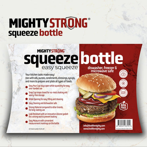 Mighty Strong botellas condimentos con medidas precisas para dosificar con exactitud.