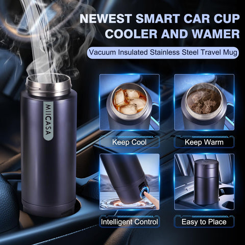 Ajustes de temperatura MIICASA para té, leche y bebidas en coche.