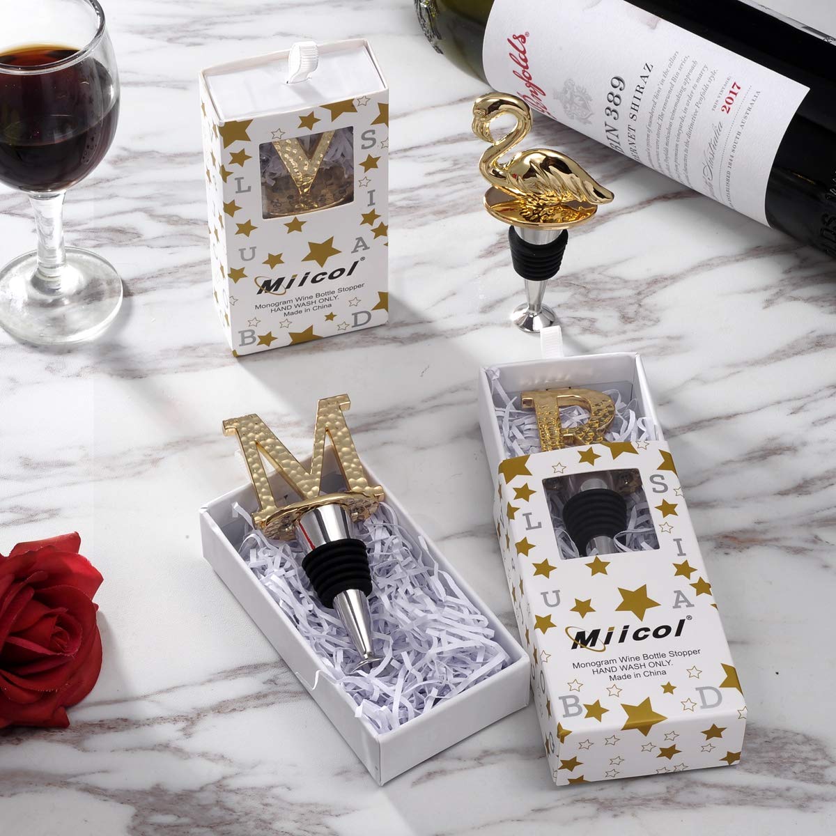Miicol tapón regalo para amantes del vino dorado, regalo sofisticado
