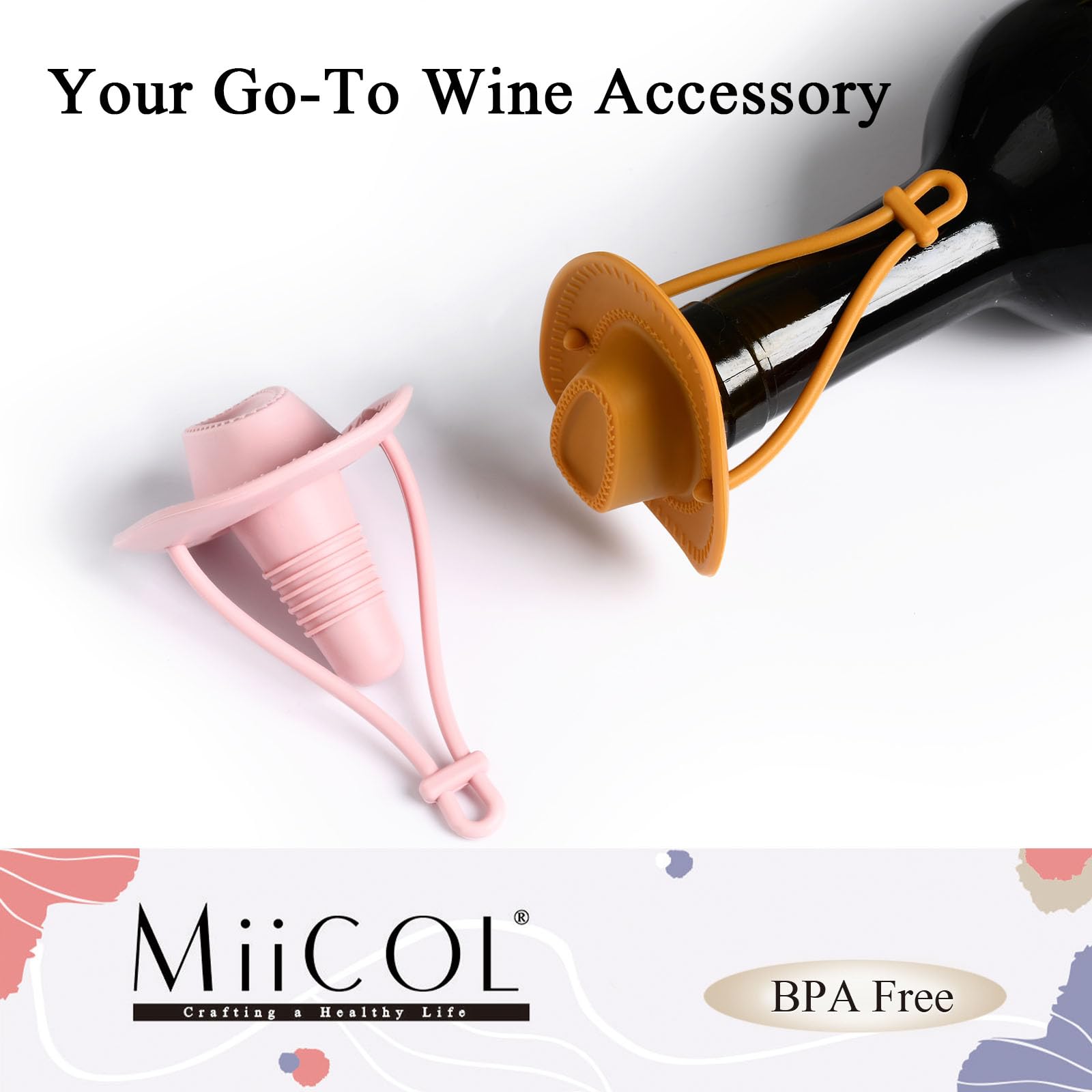Miicol tapón vino amarillo y rosa: regalo alegre y práctico