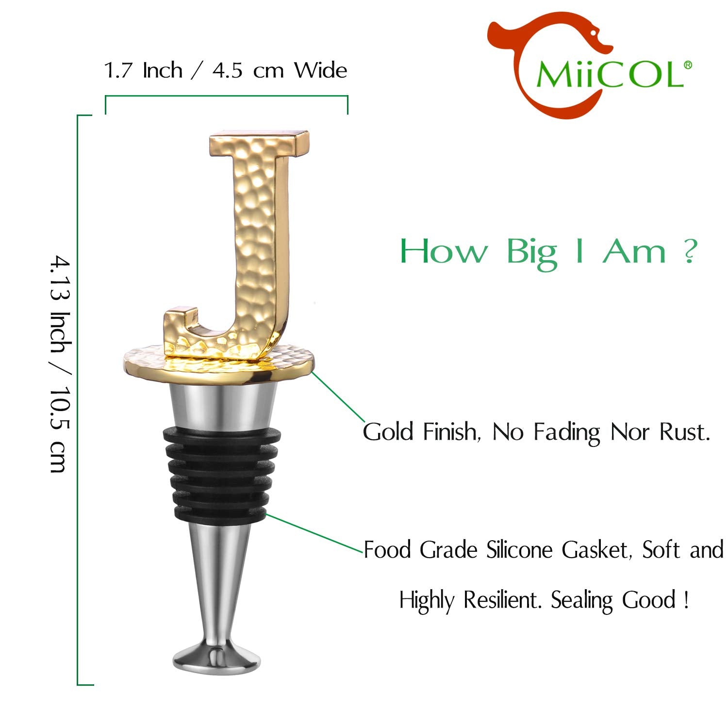 Miicol tapón de vino personalizado dorado para regalo