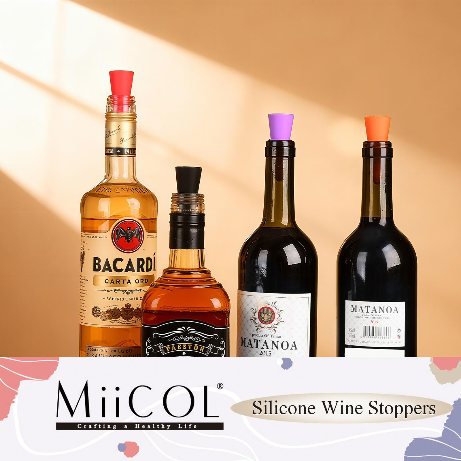 Miicol tapones silicona para champán mantienen la carbonatación sin fugas.
