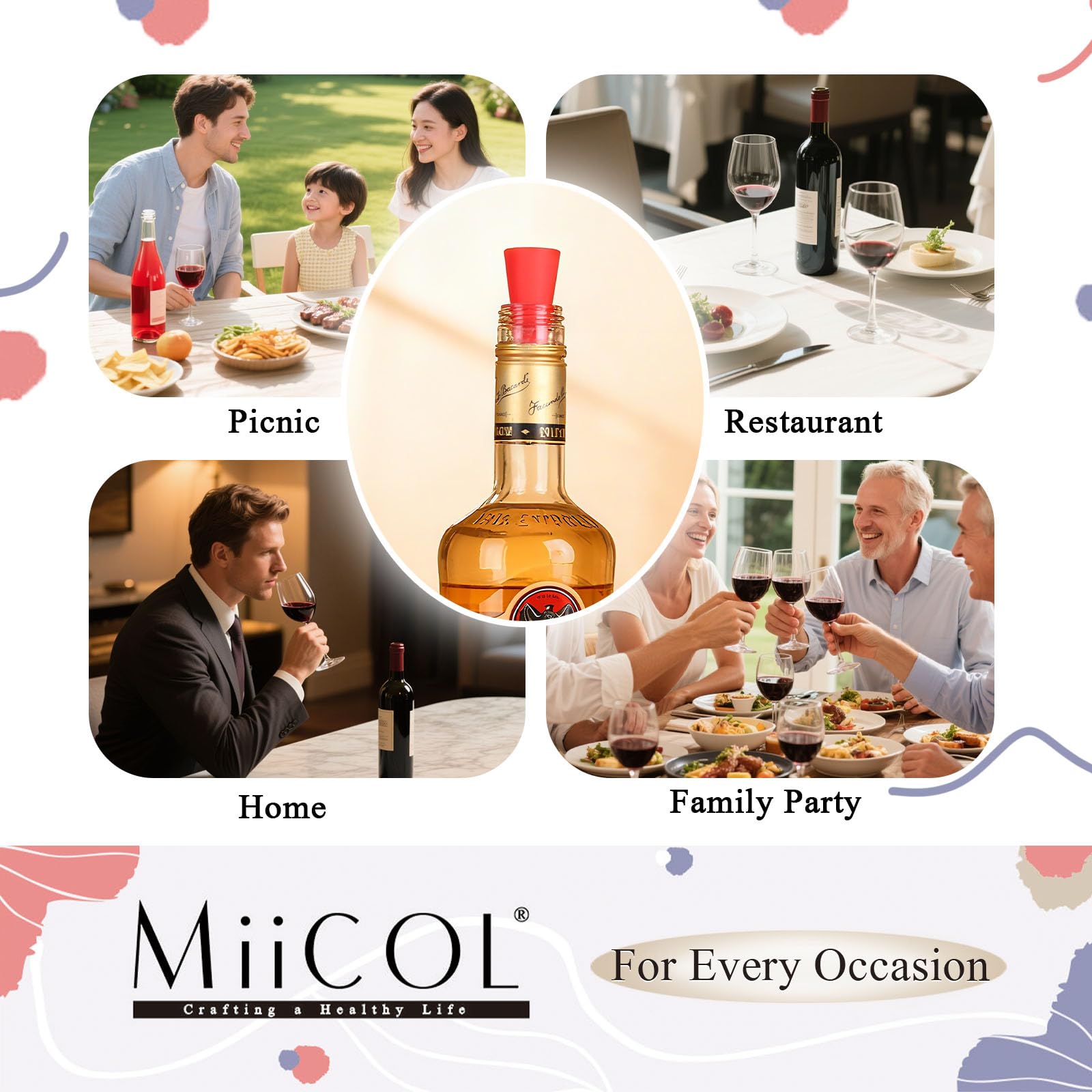 Regalo ideal Miicol para amantes del vino y celebraciones.