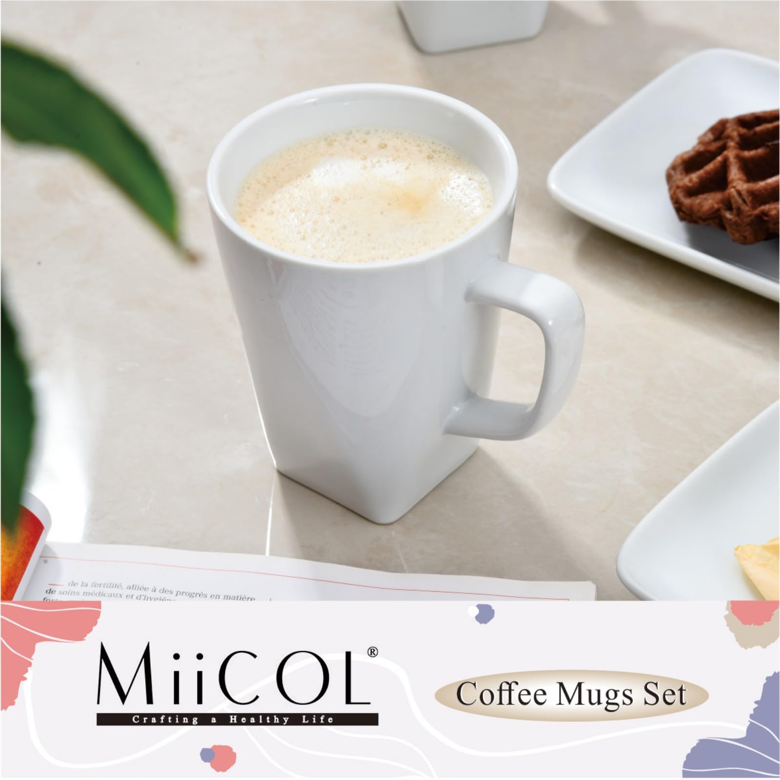 Taza Miicol café recta con asa, agarre cómodo.