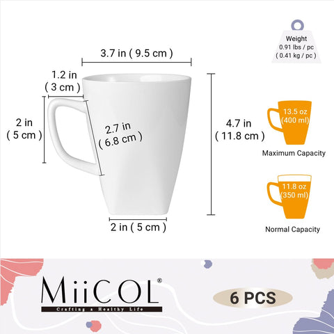 Taza Miicol cappuccino cerámica blanca para espuma cremosa.