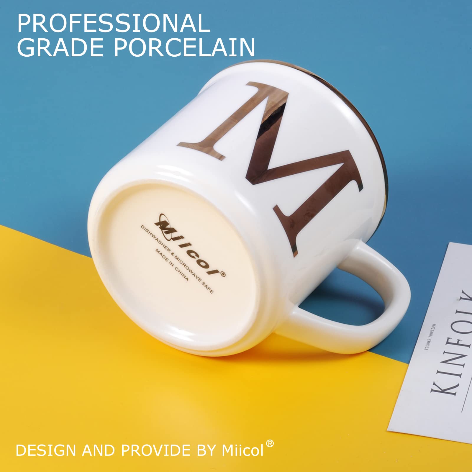 Miicol taza cerámica, detalle inicial dorado, regalo elegante para sorprender.