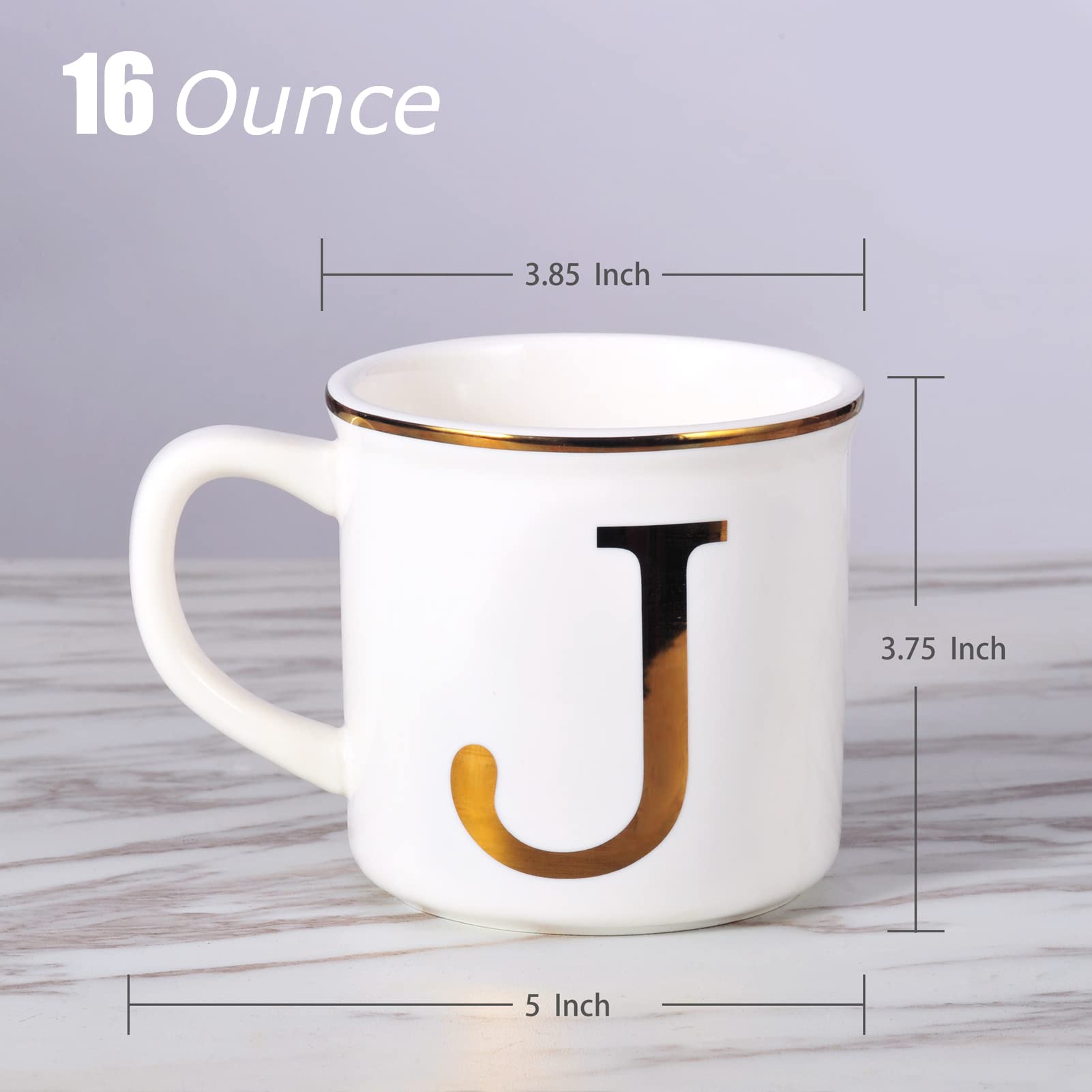 Miicol taza cerámica 16 oz con inicial dorada en la espalda, elegante para la mesa