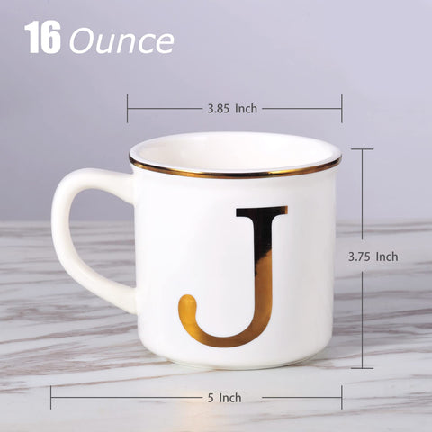 Miicol taza cerámica 16 oz con inicial dorada en la espalda, elegante para la mesa