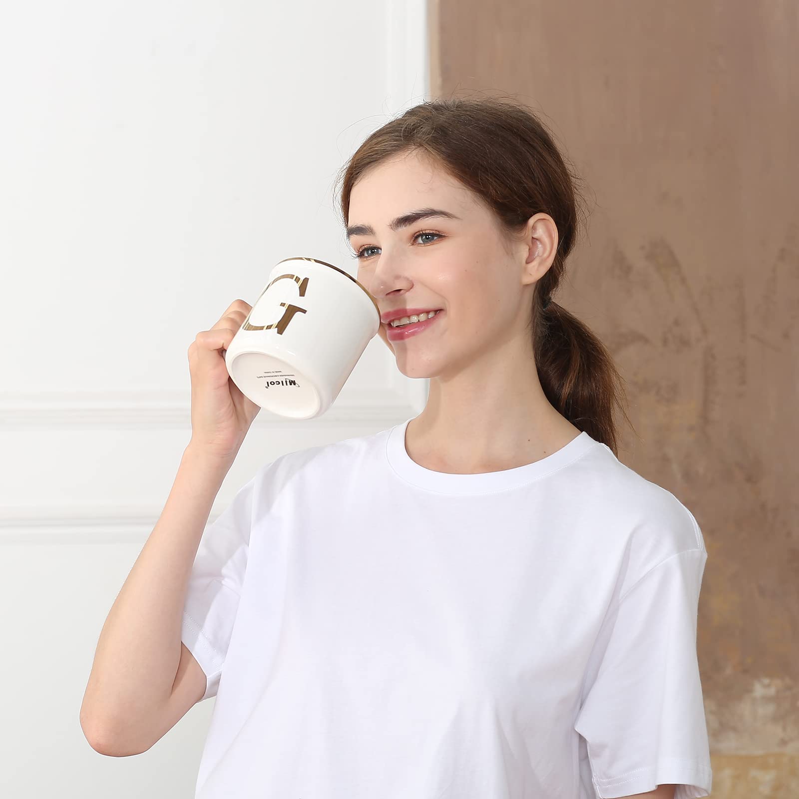 Miicol taza cerámica 16 oz superficie lisa y fácil de limpiar, apta para lavavajillas