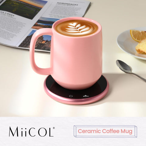 Miicol taza cerámica 16oz, mano ergonómica en primer plano.