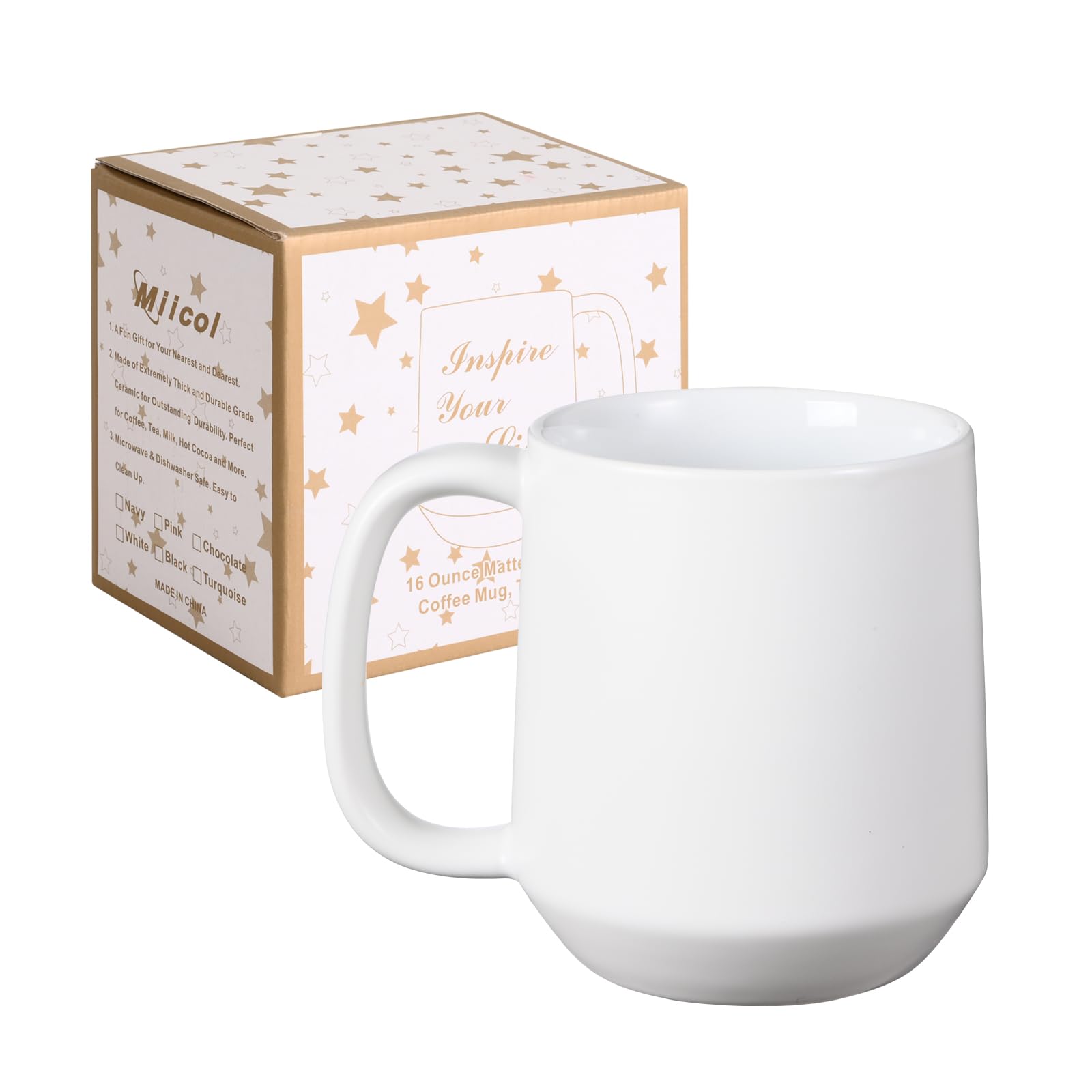 Acabado opaco de la taza Miicol en blanco moderno