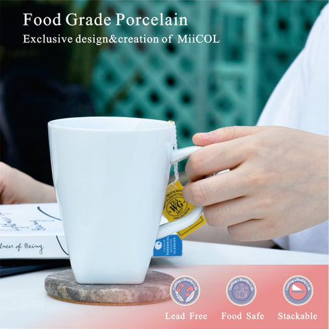 Taza Miicol latte cerámica blanca, tamaño ideal para degustar leche.