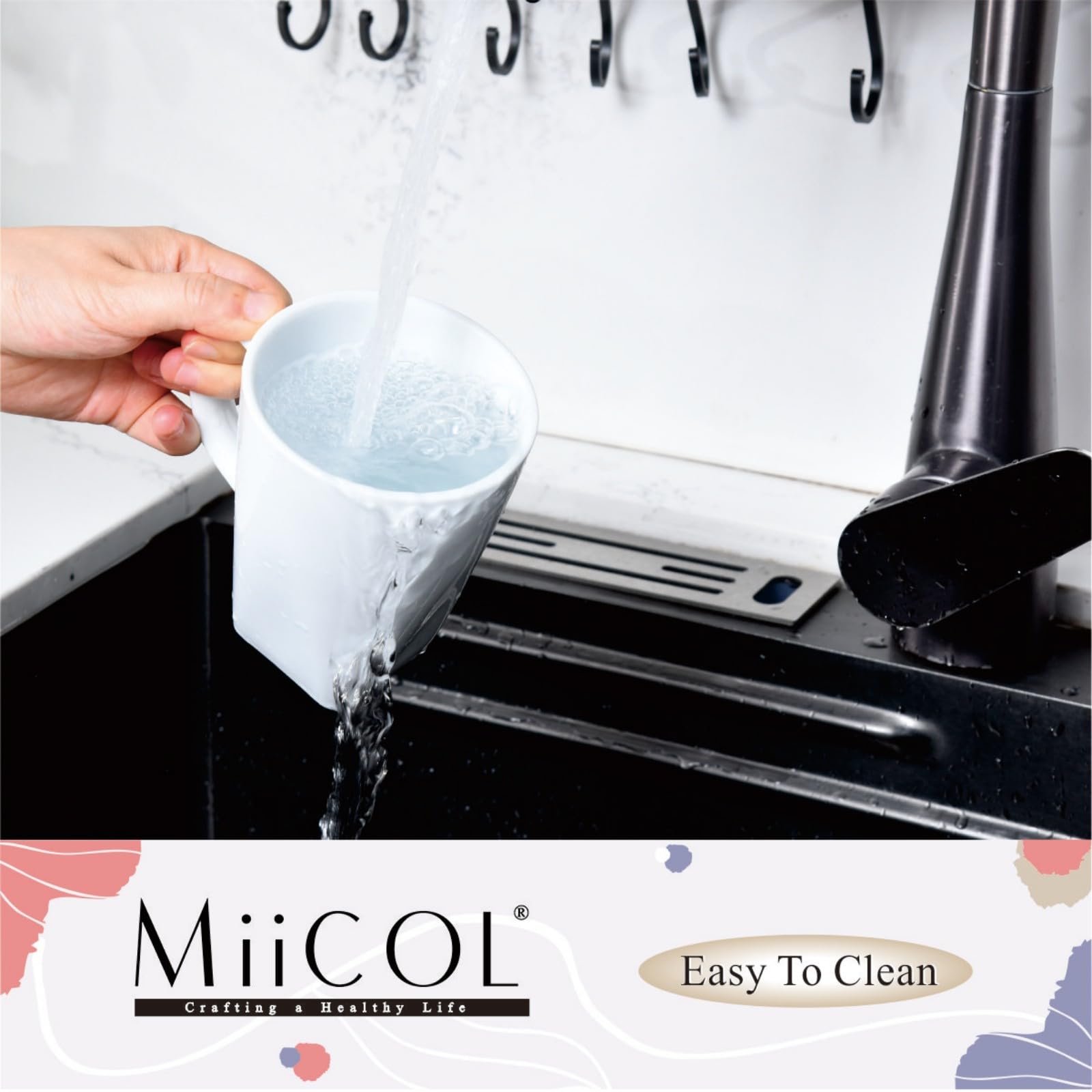 Miicol tazas aptas para microondas y lavavajillas, limpieza sencilla.