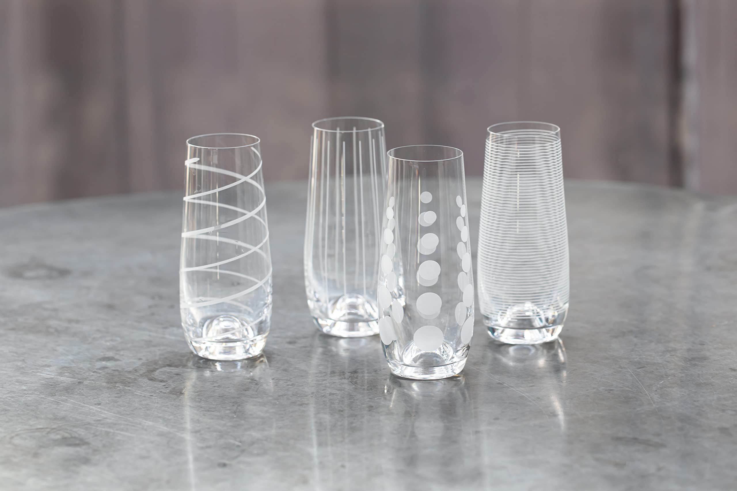 Vaso de cristal Mikasa Cheers plateado, efecto deslumbrante para celebraciones.
