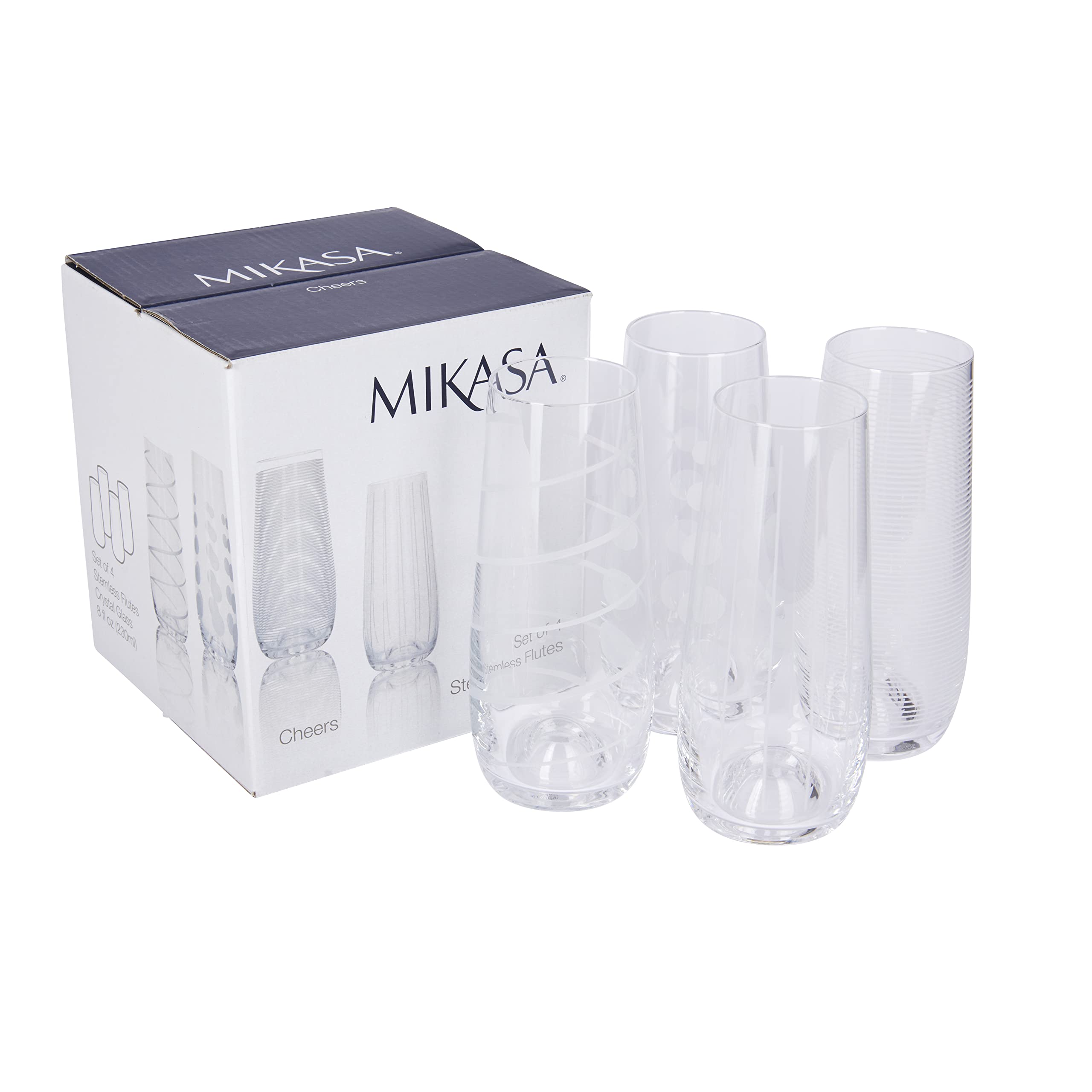 Copa Mikasa Cheers sin Tallos, cristal grabado, perfecto para cenas con amigos.