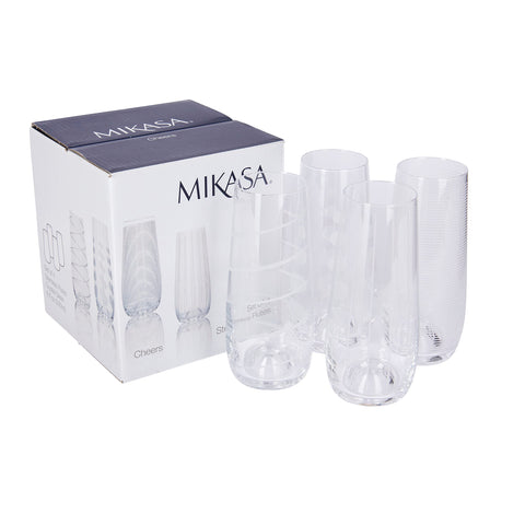 Copa Mikasa Cheers sin Tallos, cristal grabado, perfecto para cenas con amigos.