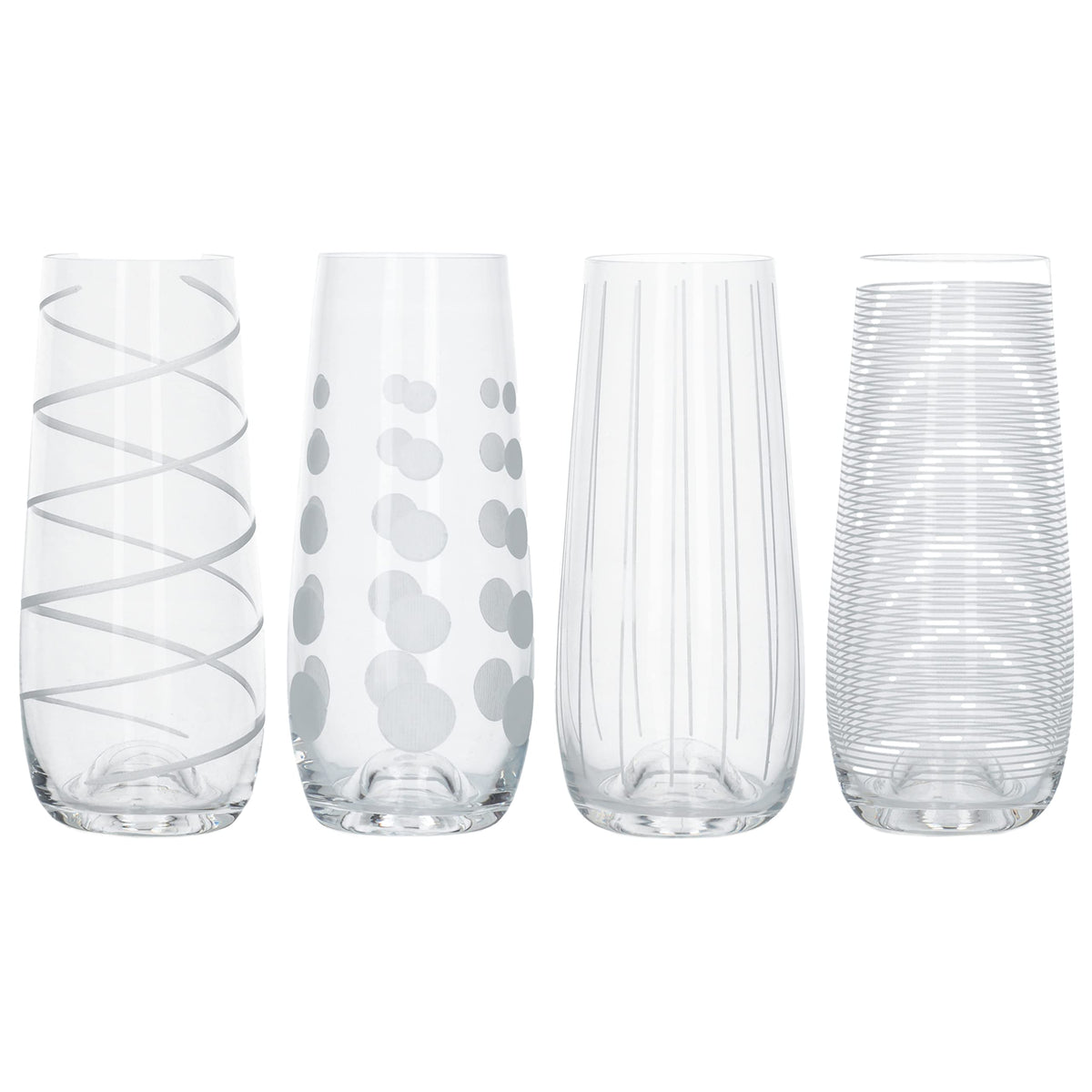 Vaso Mikasa Cheers sin tallos con acabado plateado, ideal para brindis elegantes.