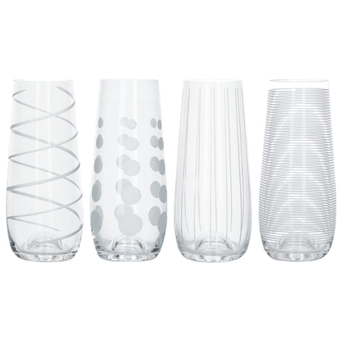 Vaso Mikasa Cheers sin tallos con acabado plateado, ideal para brindis elegantes.