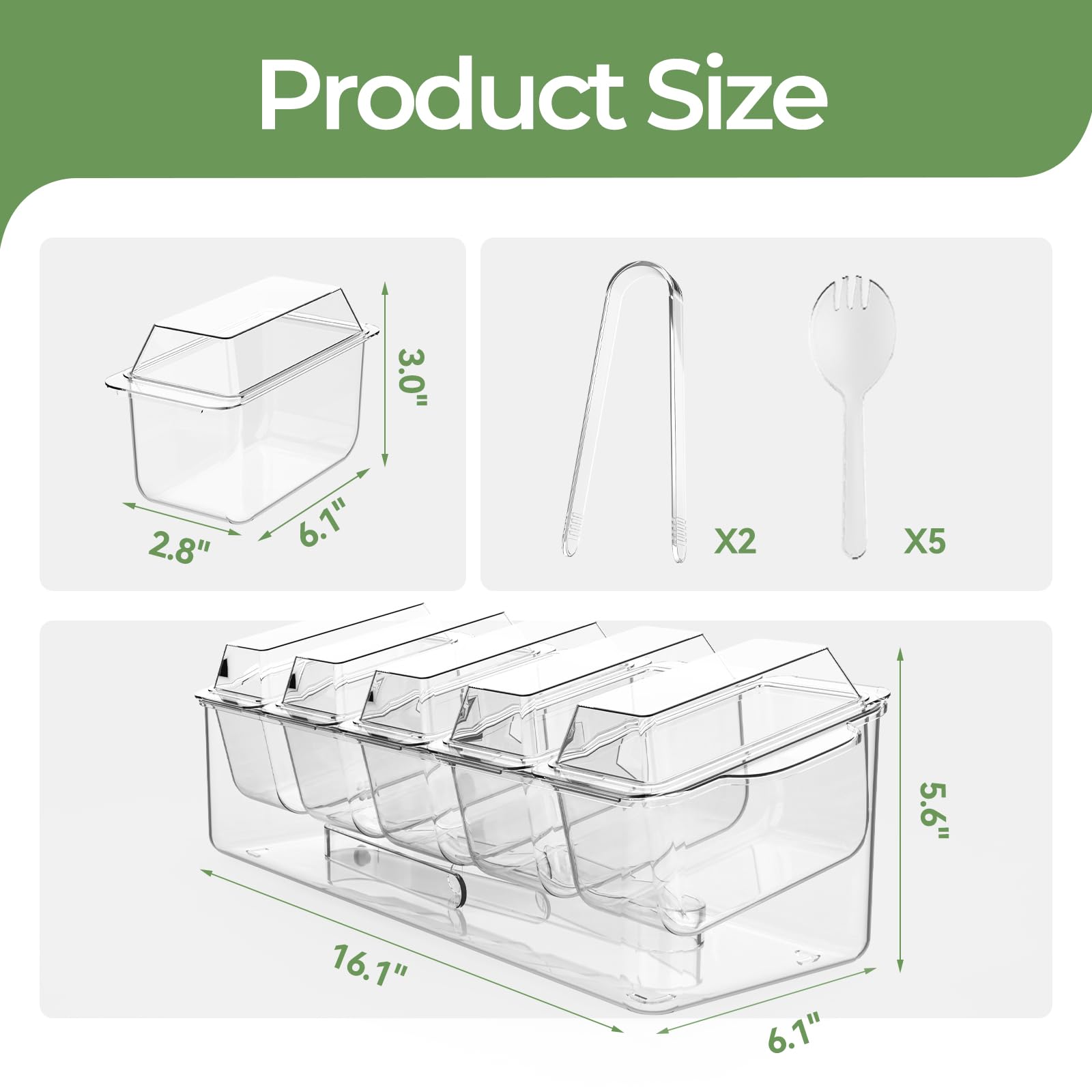 MIKESIER bandeja-condimentos gran-capacidad ideal para servir varias guarniciones a la vez.