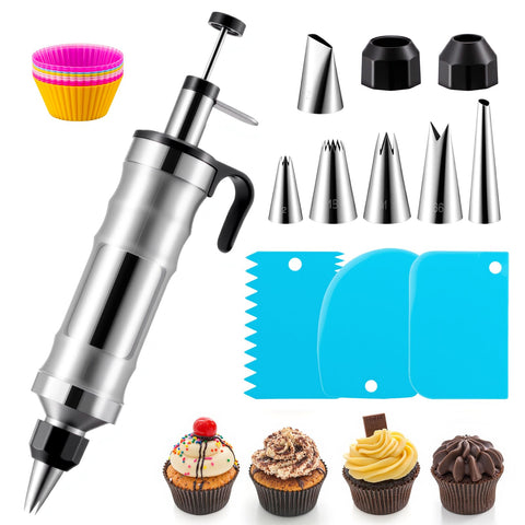 MIKESIER jeringa decoracion postres de acero inoxidable, ideal para glaseados duraderos