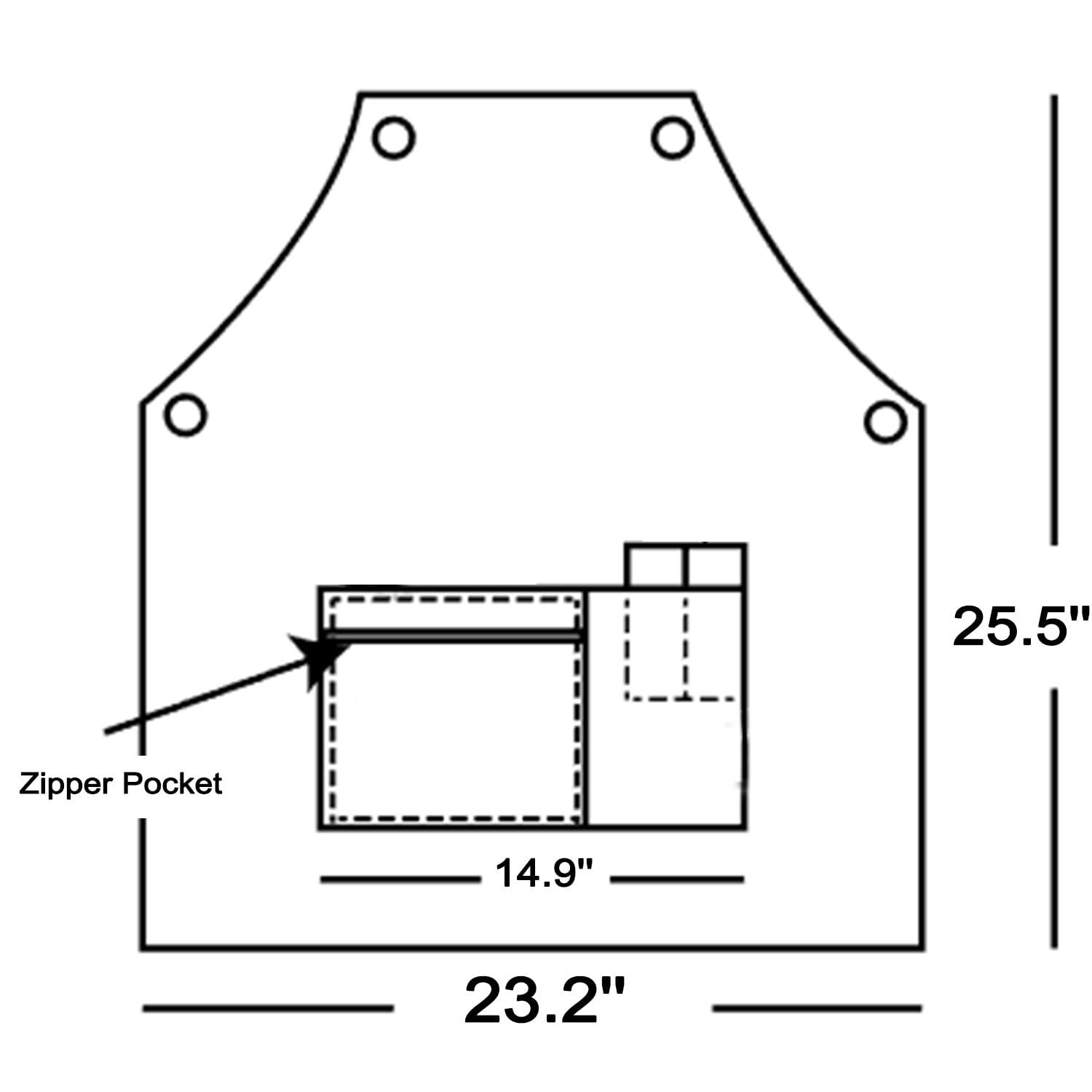 Delantal MIKI WELL tamaño 23-2 x 25-5 pulgadas para cobertura.