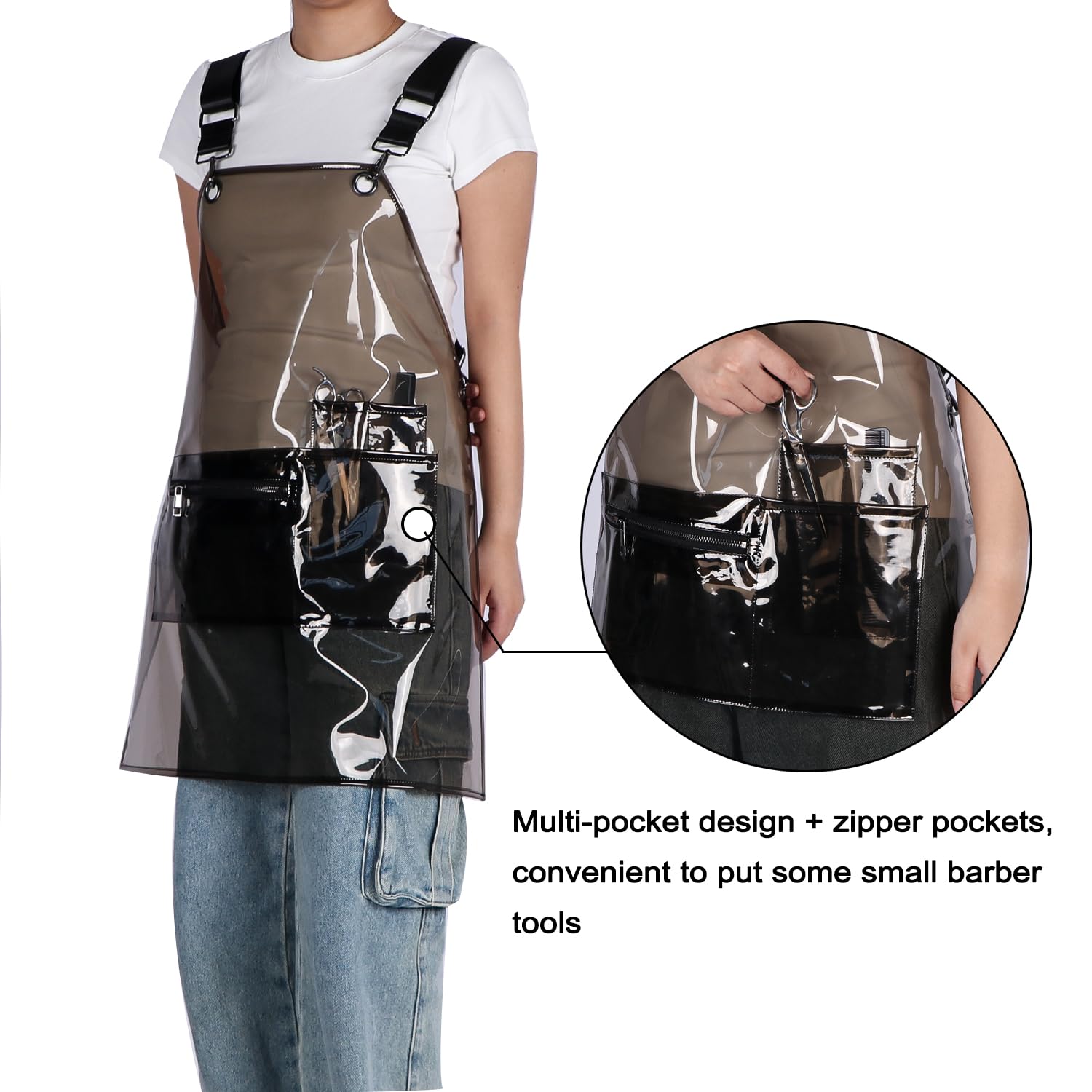 Delantal MIKI WELL de TPU transparente e impermeable para protección diaria.