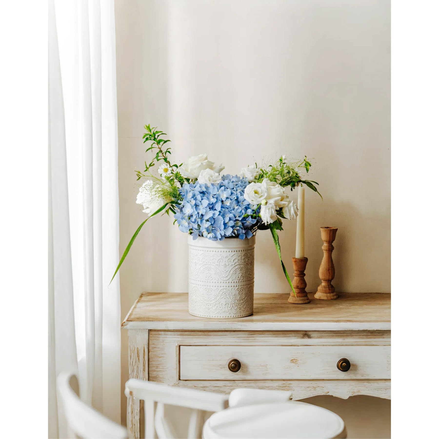 MIKIGEY porta-utensilios blanco marfil multifuncional: decorativo, jarrón o enfriador de vino.