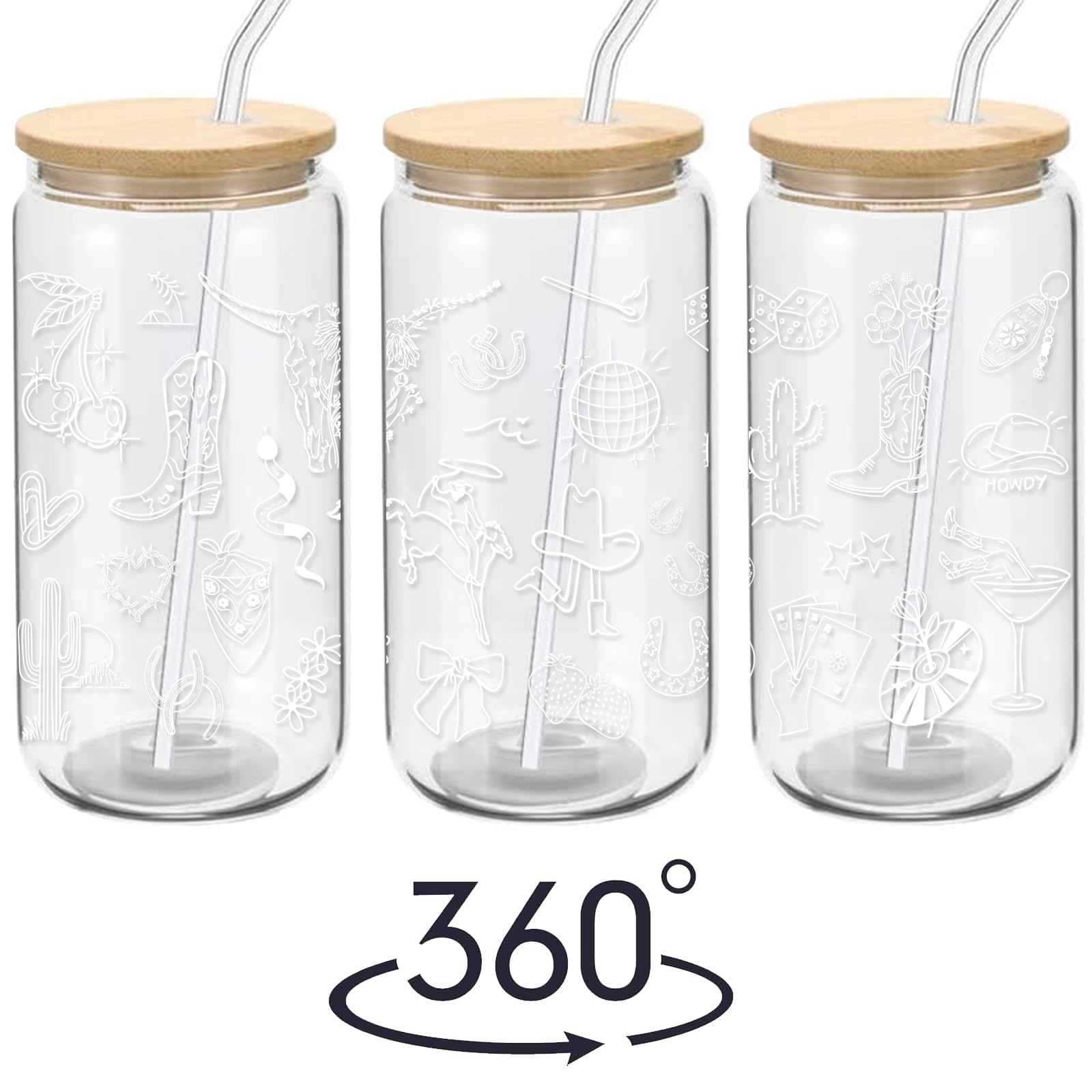 Vaso Mikopei con diseño vaquero de botas y sombreros para fiestas.