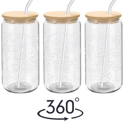 Vaso Mikopei con diseño vaquero de botas y sombreros para fiestas.