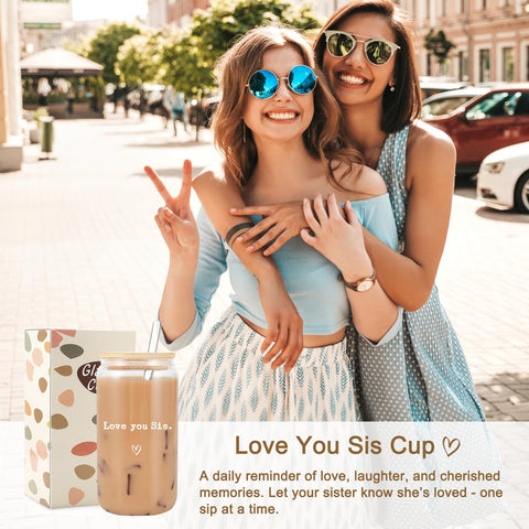 Regalo ideal para hermana: taza cristal con diseño Love You Sis.