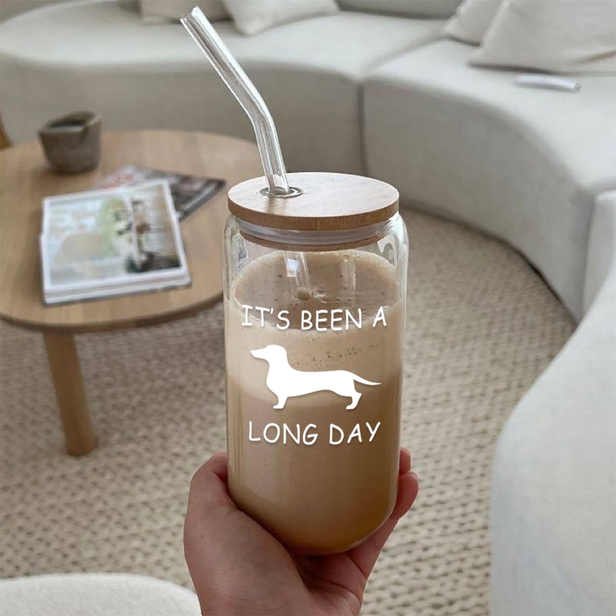 Taza cristalina para café helado, 16 onzas, perfecta para la oficina.
