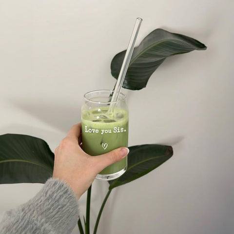 Uso diario para café o té frío en taza cristal 16oz.