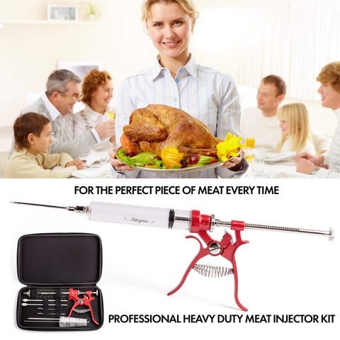 Agujas largas del Milagroso inyector de carne para penetrar piezas grandes con sabor uniforme.