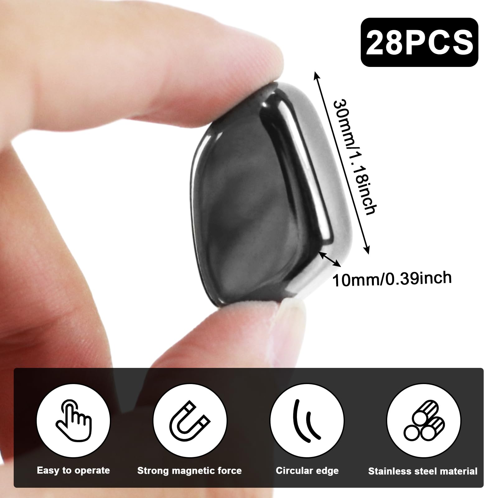 MILEBAS Imán de nevera negro 30x10mm con sujeción fuerte.