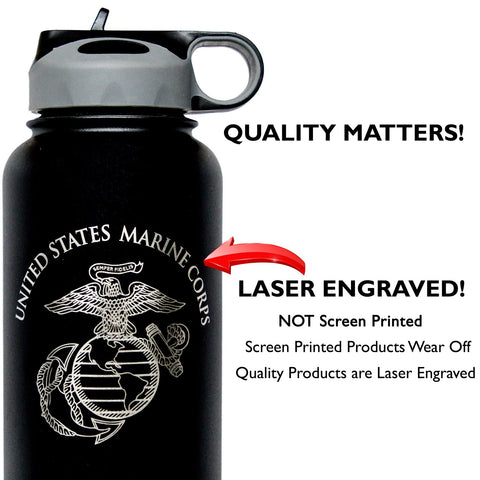 Military Gift Shop USMC botella doble pared aislada, mantiene bebidas frescas.