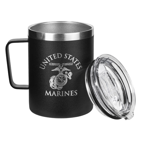 Taza USMC de Military Gift Shop con doble pared evita condensación y retiene calor.